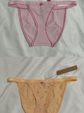Skims Lightweight Cotton Logo Picot String Bikini Underwear Bundle